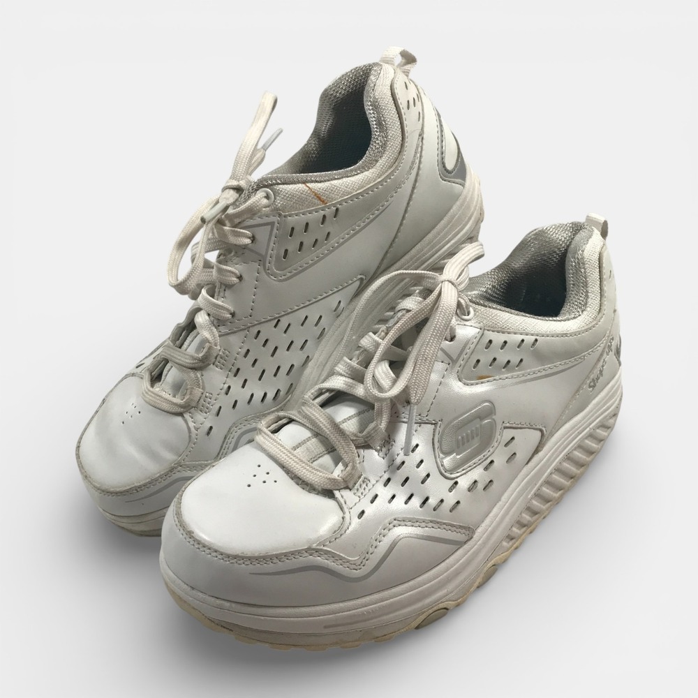 Skechers Shape Ups 57001 White Lace Up Memory Foam Shoes Womens US 6.5 EU 36.5